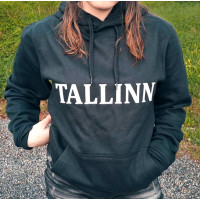 Dressipluus kirjaga Tallinn - must  / unisex suurus 3XL