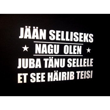 Jään selliseks nagu olen juba tänu sellele et see häirib teisi